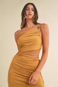 Allison Edgy Mustard Cutout Maxi Dress