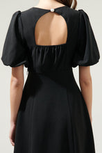 Load image into Gallery viewer, Madelyn Puff Sleeve Black Midi Dress