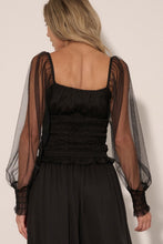 Load image into Gallery viewer, Julia Square Neck Sheer Long Sleeve Smocked Top