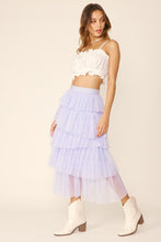 Load image into Gallery viewer, Camila Blue Tiered Tulle Midi Skirt