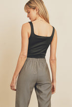 Load image into Gallery viewer, Double Layer Square Neck Tank Bodysuit - Black