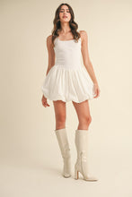 Load image into Gallery viewer, Aliza Bubble Hem Mixed Media Mini Dress