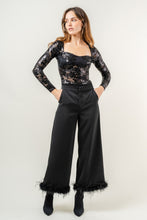 Load image into Gallery viewer, Rylie Black Sequin Lace Long Sleeve Bodysuit