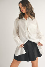 Load image into Gallery viewer, Abigail White Oversized Button-Down Blouse with Front Pocket