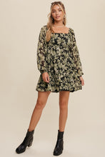 Load image into Gallery viewer, Kali Leaf Print Square Neck Tiered Mini Dress