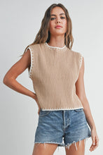 Load image into Gallery viewer, Contrast Hem Sweater Vest - Tan