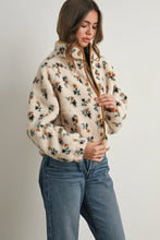 Load image into Gallery viewer, Floral Print Fluffy Fleece Jacket
