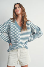 Load image into Gallery viewer, Jolie Blue V Neck Checker Sweater