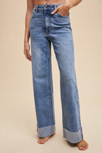 Load image into Gallery viewer, Loose Straight Leg Jeans with Cuffed Hem