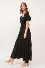 Load image into Gallery viewer, Zuri Black Open Back Smocked Midi Dress