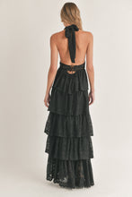 Load image into Gallery viewer, BLACK LACE TIERED HALTER MAXI DRESS