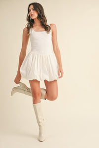 Aliza Bubble Hem Mixed Media Mini Dress
