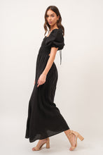 Load image into Gallery viewer, Zuri Black Open Back Smocked Midi Dress
