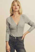 Load image into Gallery viewer, Keira Long Sleeve Henley Bodysuit - Grey