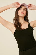 Load image into Gallery viewer, Miami Ruffled Edge Camisole Tank Top - Black