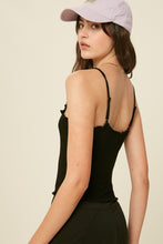 Load image into Gallery viewer, Miami Ruffled Edge Camisole Tank Top - Black