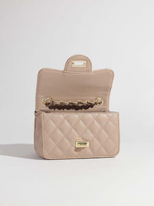 Beige Mini Quilted Crossbody Bag
