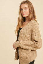 Load image into Gallery viewer, Desiree Tan Cable Knit Cardigan