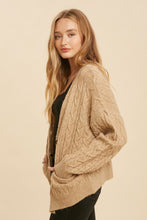 Load image into Gallery viewer, Desiree Tan Cable Knit Cardigan