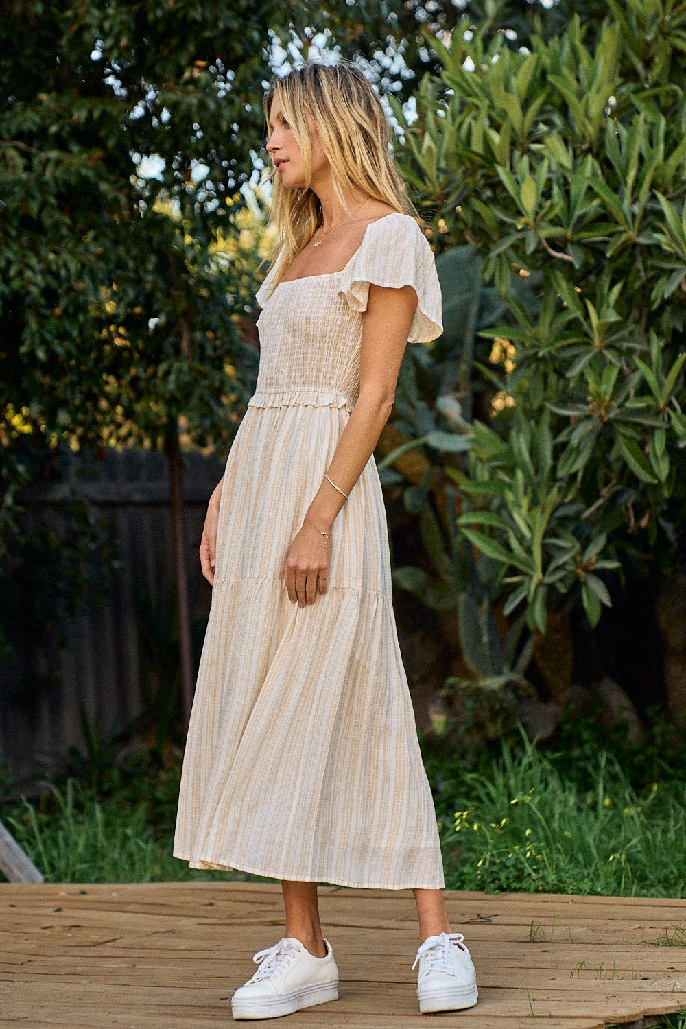 Kendra Striped Smocked Maxi Dress Thread + Vine Boutique Kendra Striped Smocked Maxi Dress Thread + Vine Boutique