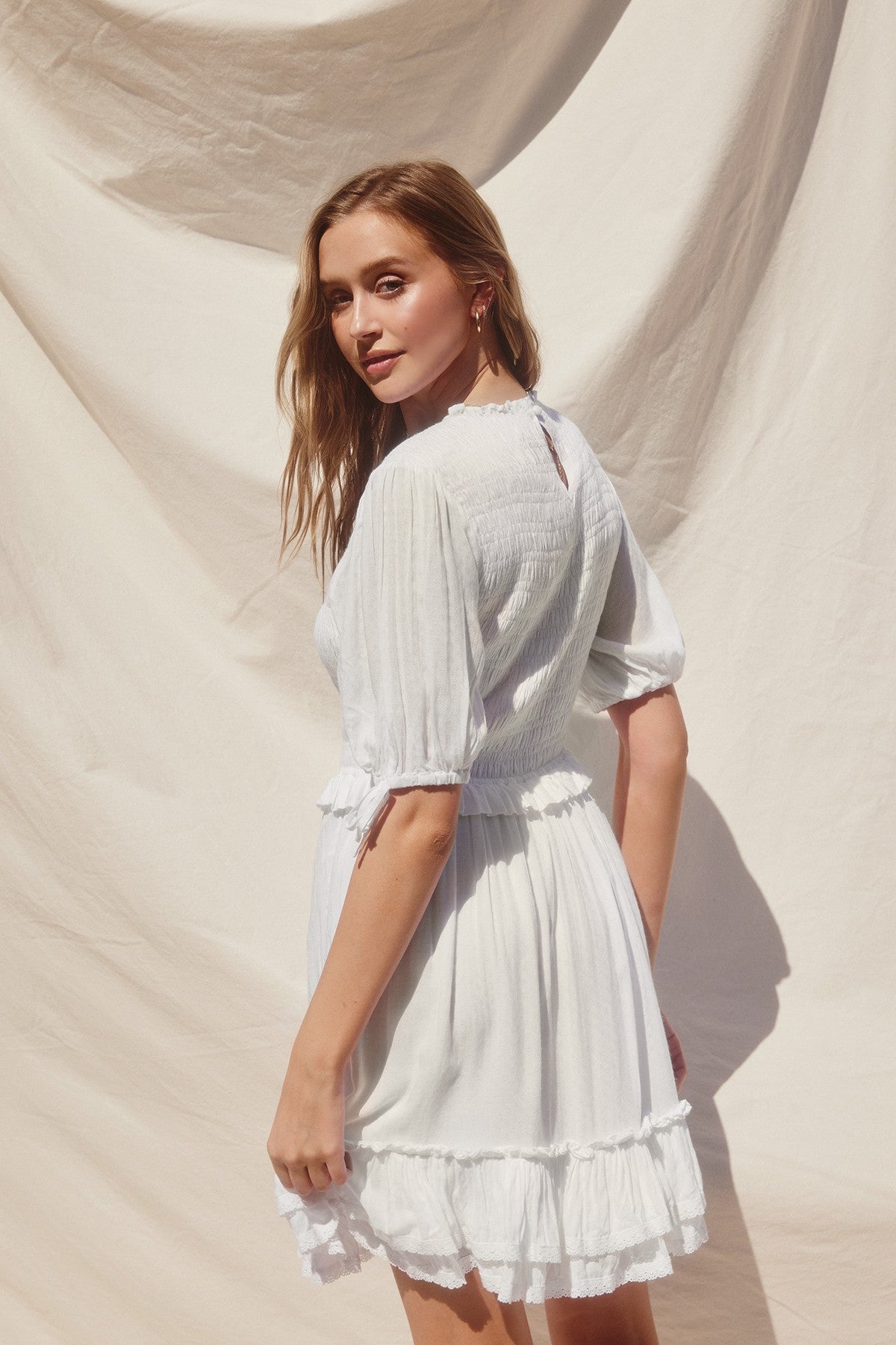 ivory dresses for fall Savor the Season 100% Cotton Ivory Long Sleeve Midi Dress