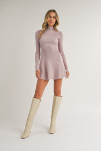 Hillary Lavender Fit & Flare Ribbed Mini Dress