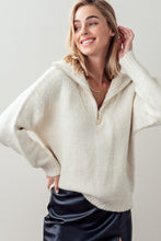 Load image into Gallery viewer, Kendra Zip up Collared Pullover Sweater - Cream