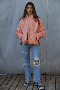 Soleil Peach Pullover Puffer Jacket