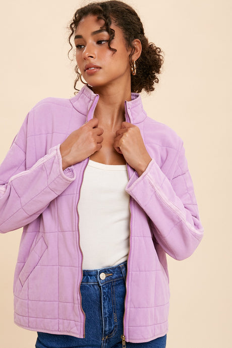 Whitney Burnout Quilted Jacket - Purple