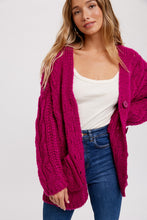 Load image into Gallery viewer, Eliza Open Cable Knit Button Down Oversized Cardigan