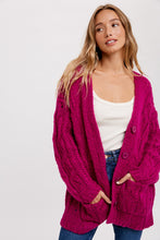 Load image into Gallery viewer, Eliza Open Cable Knit Button Down Oversized Cardigan