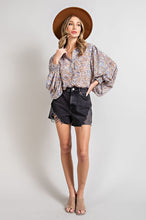 Load image into Gallery viewer, Brinley Printed Button Down Chiffon Blouse