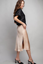 Load image into Gallery viewer, Beige Satin Slit Midi Skirt