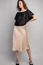 Load image into Gallery viewer, Beige Satin Slit Midi Skirt