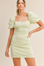 Load image into Gallery viewer, Jayden Plaid Puff Sleeve Open Back Mini Dress
