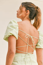 Load image into Gallery viewer, Jayden Plaid Puff Sleeve Open Back Mini Dress