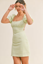 Load image into Gallery viewer, Jayden Plaid Puff Sleeve Open Back Mini Dress