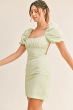 Load image into Gallery viewer, Jayden Plaid Puff Sleeve Open Back Mini Dress