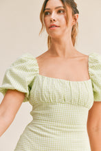 Load image into Gallery viewer, Jayden Plaid Puff Sleeve Open Back Mini Dress