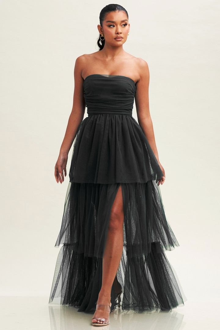 2x party dress Agnes Orinda Women's Plus Size Formal Dress V Neck Chiffon Overlay Wedding Guest Cocktail Party Mesh Dresses 2X Black