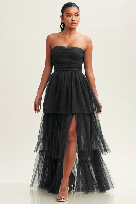Meghan Tiered Tulle Strapless Party Dress