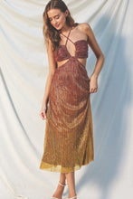 Load image into Gallery viewer, Katy Sunset Shimmer Cutout Midi Dress