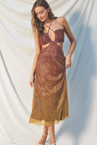 Katy Sunset Shimmer Cutout Midi Dress