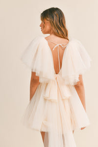 Olivia Tulle Mini Dress with Train