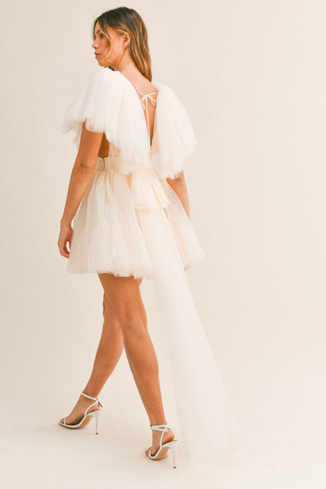 Olivia Tulle Mini Dress with Train