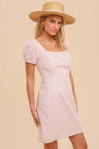 Jane Eyelet Lace Mini Dress - Pink