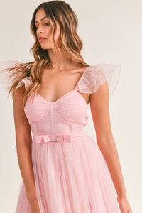 Jessica Pink Corset Tulle Midi Dress