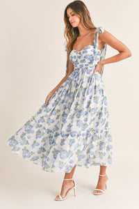 Winnie Flowy Blue Floral Sweetheart Maxi Dress - PREORDER