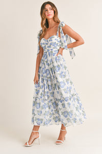Winnie Flowy Blue Floral Sweetheart Maxi Dress - PREORDER