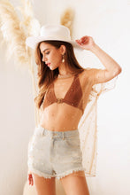 Load image into Gallery viewer, womens sheer mesh pearl t shirt see through top